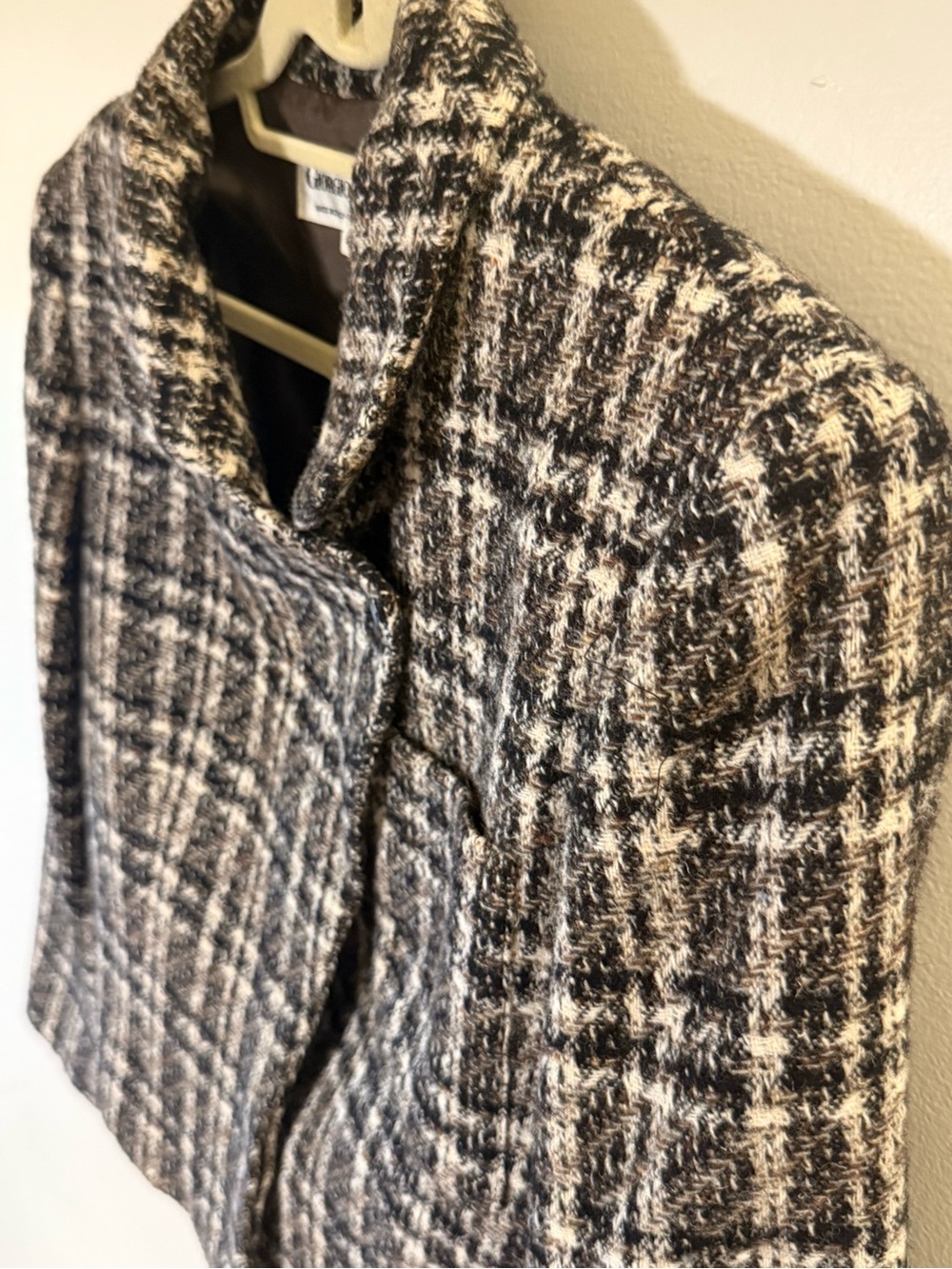 Giorgio ARMANI Black & White Plaid Cropped Wool Jacket Vintage 1980s - Picture 10 of 16